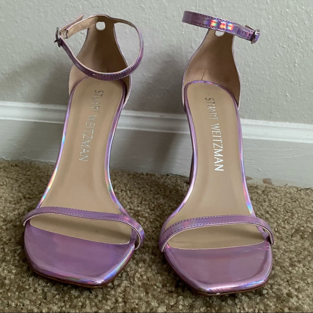 Stuart Weitzman Nudist Curve Iridescent Pink Heels Amatista US 12 - Picture 8 of 9